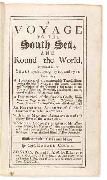 Cooke, Captain Edward (fl. 1710) A Voyage to the South Sea and Round the World, Performd in the Years 1708, 1709, 1710, and 1711.